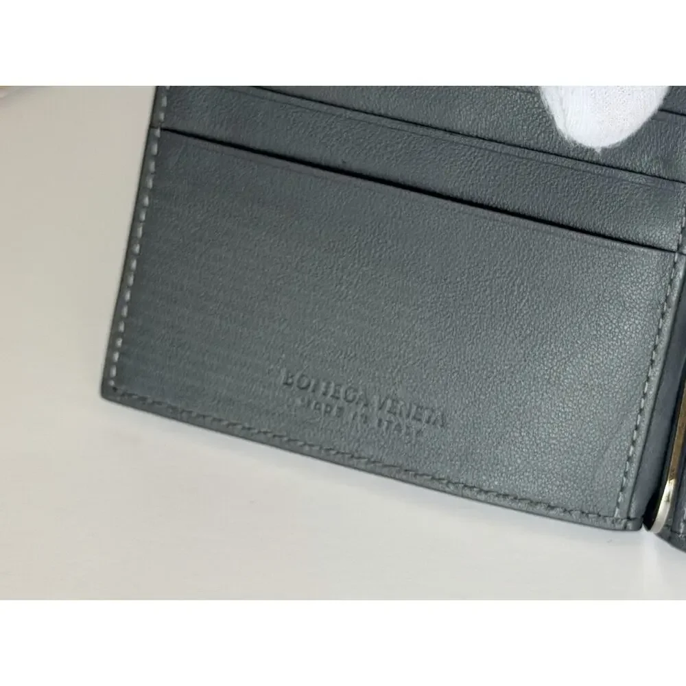 Bottega Intrecciato Veneta Leather Gray Wallet with Money Clip 592626 NWT $600